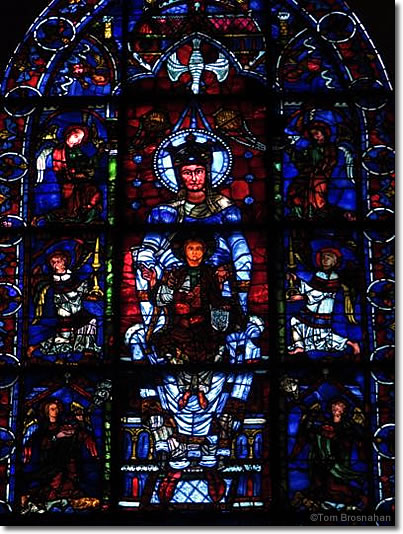 Blue Virgin stained glass window, Chartres Cathedral, France