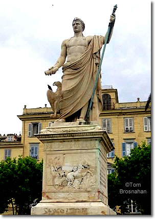 Roman-style statue of Napolen in Bastia, Corsica, France