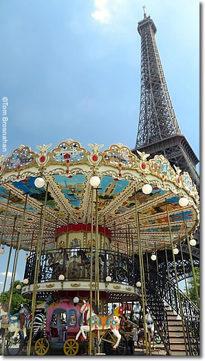 Carousel next to Eiffel Tower, Paris, France