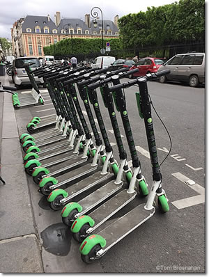 Electric scooters in Paris, France