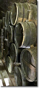 Barrels of ageing cognac in the Château de Cognac, Cognac Otard, Cognac, France