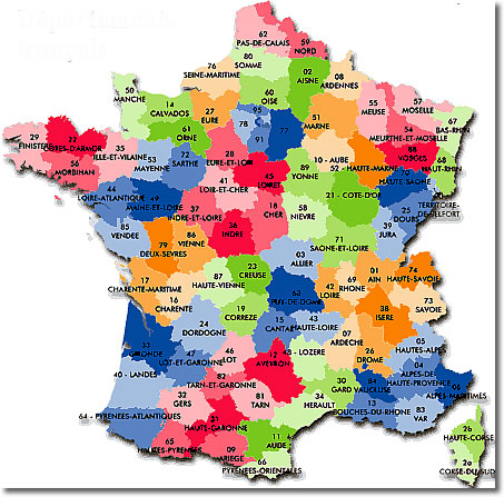 Départements of France Map