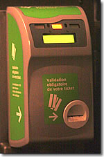 Bus ticket validator, Paris, France