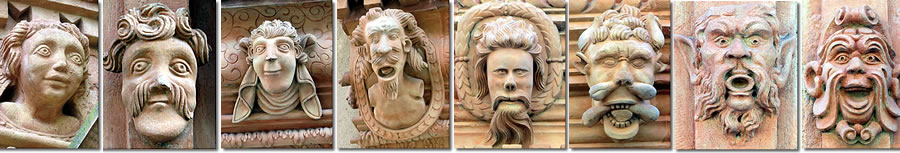 Faces from the Maison des Tetes, Colmar, Alsace, France