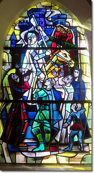 Stained glass window of Jona of Arc, Domrémy-la-Pucelle, France
