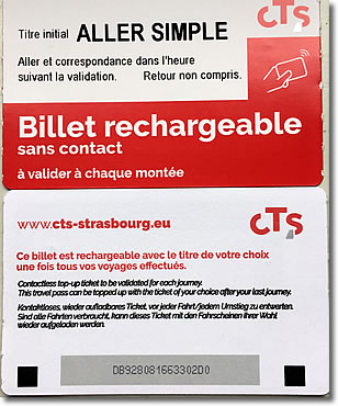 CTS transit ticket, Strasbourg, Alsace, France