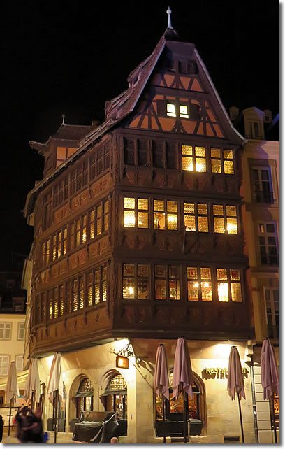 Kammerzell at night, Strasbourg, Alsace, France