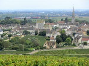 Meursault seen from vineyards, Burgundy, France
