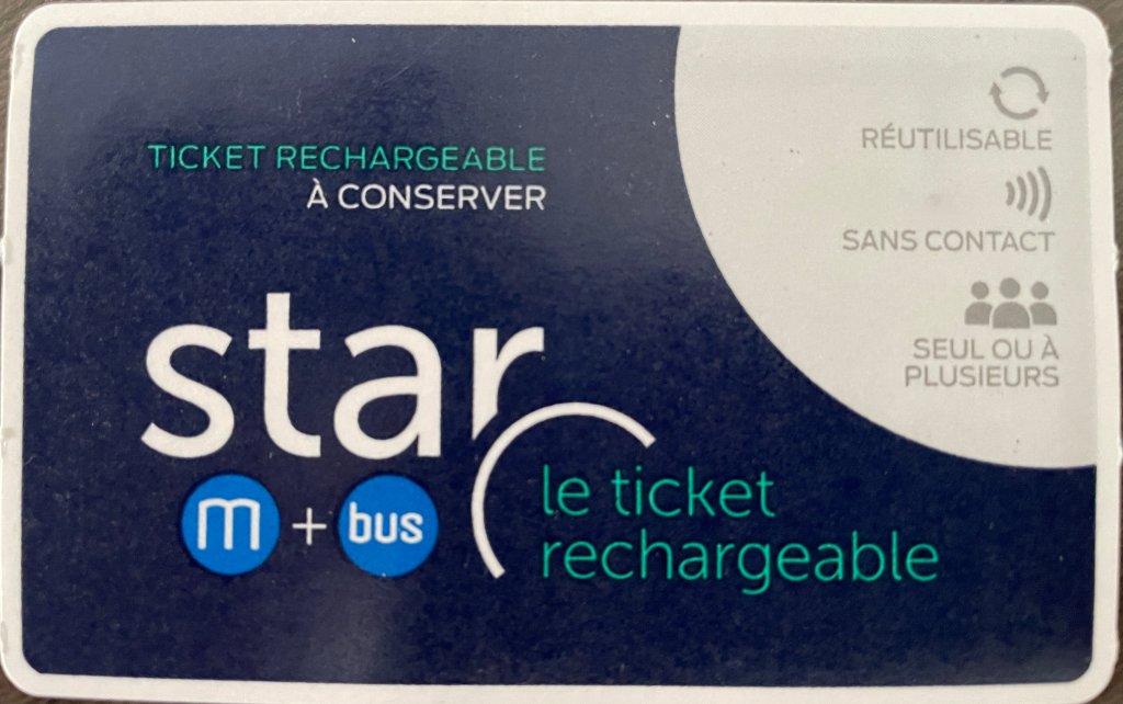 Rennes STAR Métro & bus rechargeable card