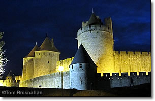 La Cité at night, Carcassonne, France