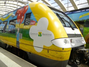 Colorful regional train, Reims, France