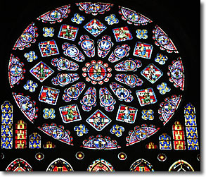 Rose stained glass window, Chartres cathedral, France