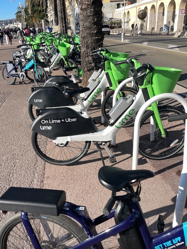 E-bikes on Promenade des Anglais, Nice, France