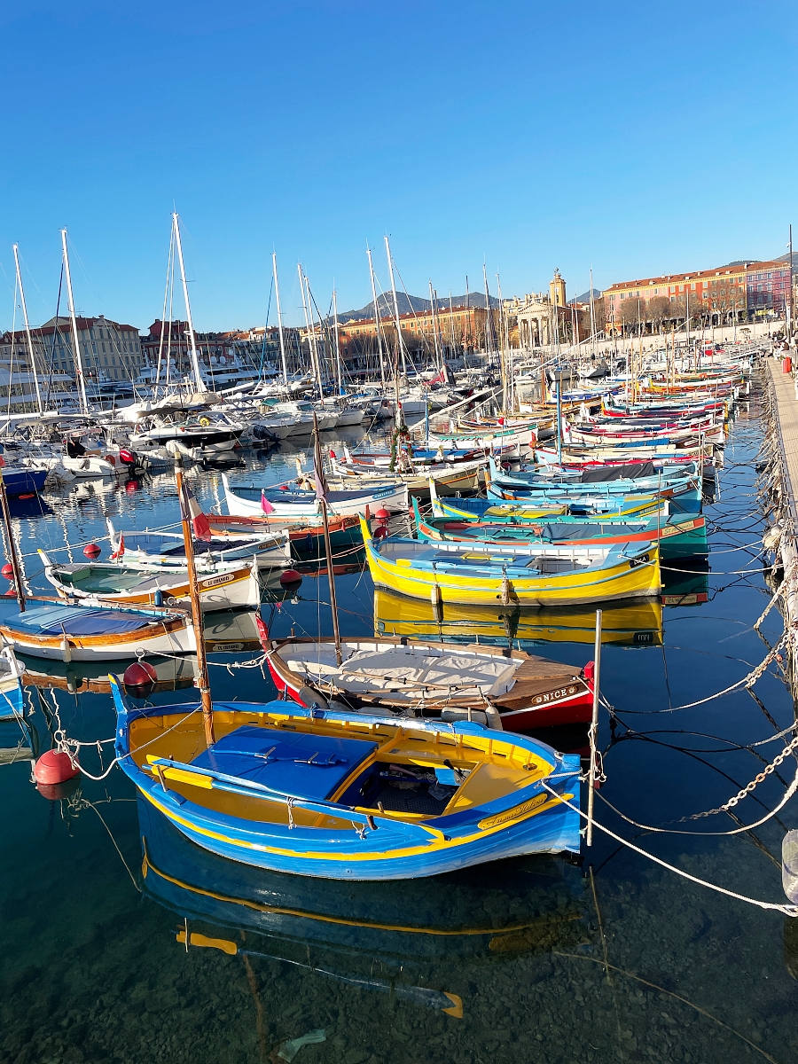 Colorful boats at Port Lympia, Nice, France