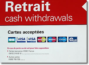 Retrait (Cash Withdrawal) sign, Paris, France