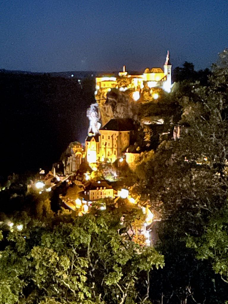 Rocamadour at night from L'Hospitalet