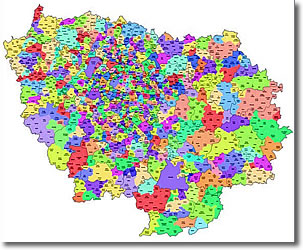 le-de-France Map, Paris, France