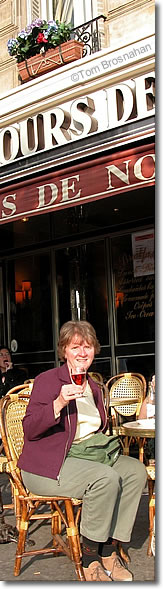 Jane at Café Aux Tours de Notre Dame, Paris, France
