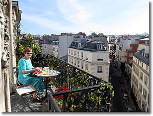 Balcony view in Paris, France