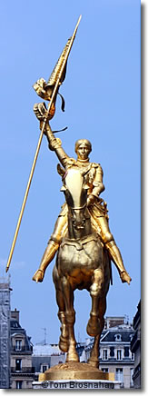 Gilded Jona of Arc statue, Place Royale, Paris, France
