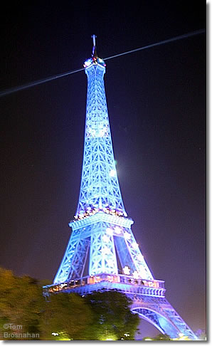 Eiffel Tower lit at night, Paris, France