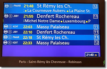 RER B Train monitor, Charles de Gaulle Airport, Paris, France