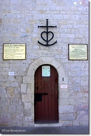 Entrance to the Église des Saintes-Maries-de-la-Mer, Camargue, Provence, France