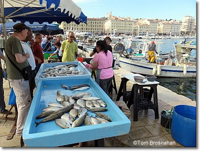 Morning fish market at the Vieux Port, Marseille, France
