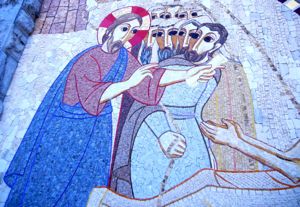 Exterior mosaics, Lourdes Basilica, France