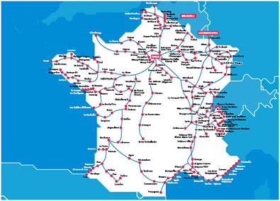 TGV train routes in France